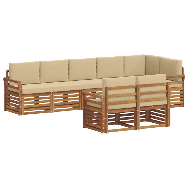 Sofasæt med pude 8 pcs Naturlig og Beige Massivt Akacietræ