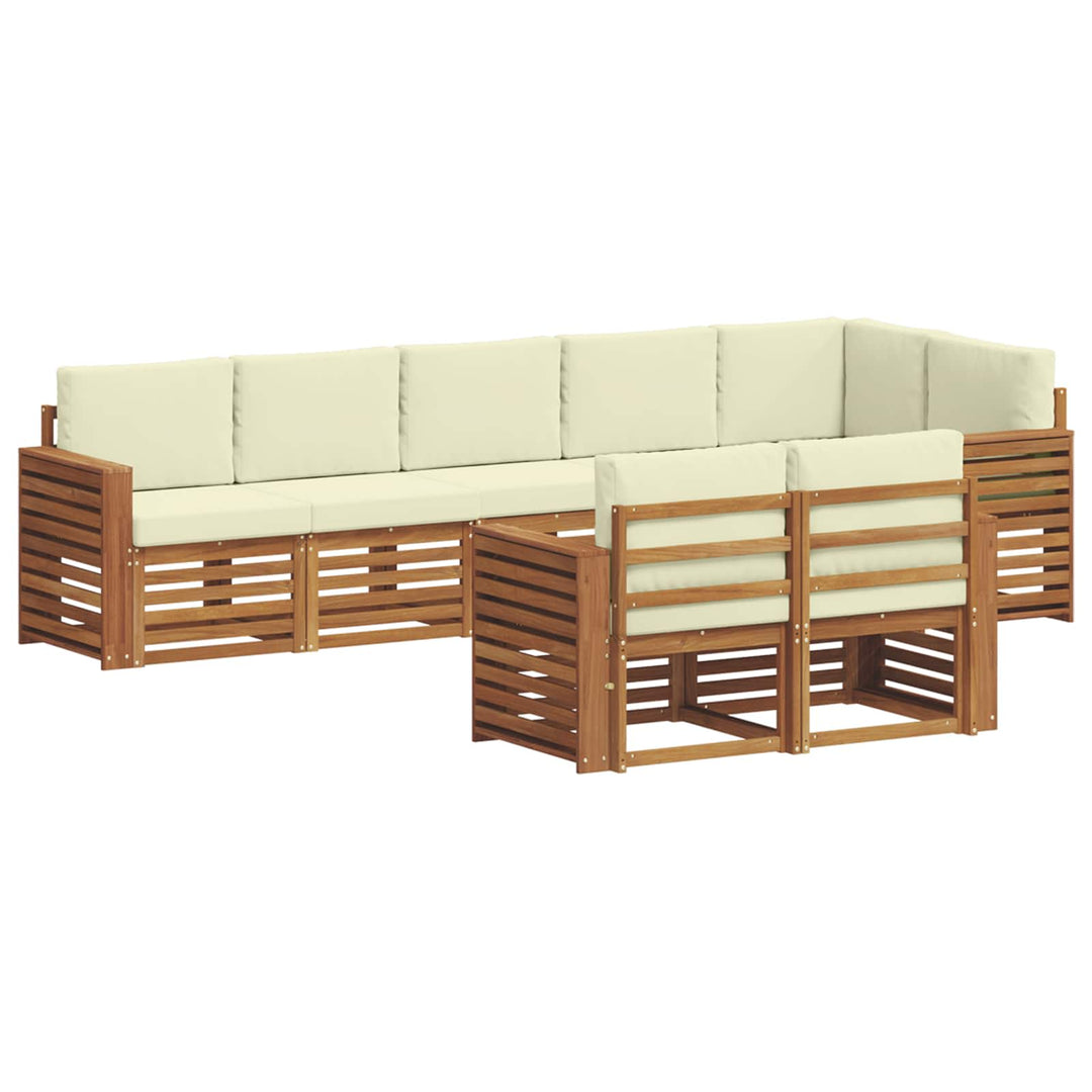 Sofasæt med pude 8 pcs Naturlig og Fløde Massivt Akacietræ