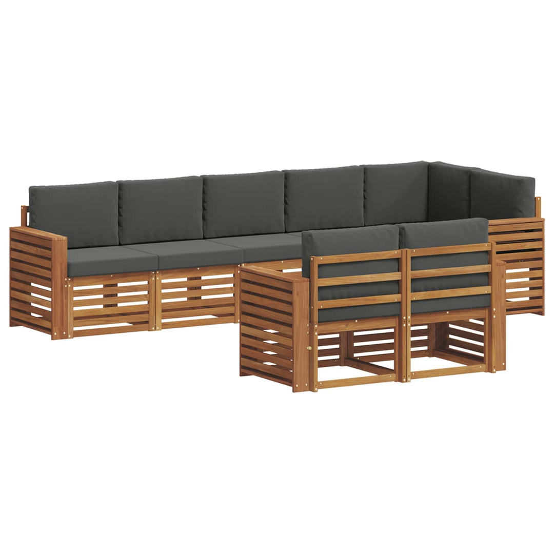 Sofasæt med pude 8 pcs Naturlig og Antracit Massivt Akacietræ