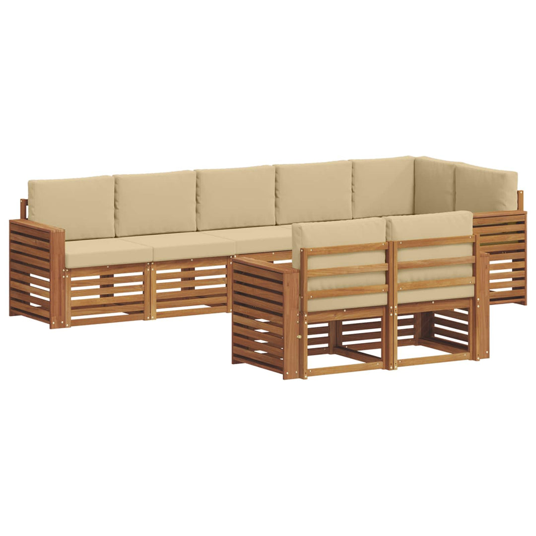 Sofasæt med pude 8 pcs Naturlig og Beige Massivt Akacietræ
