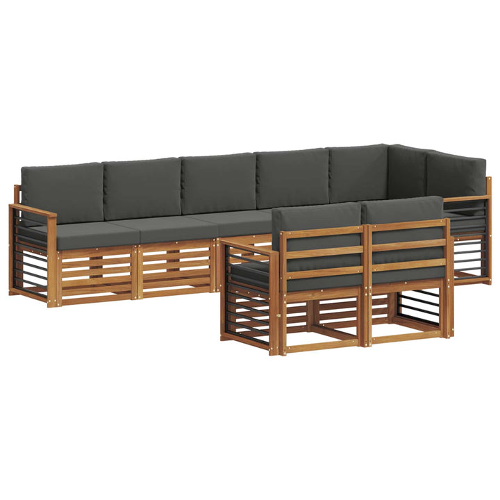 Sofasæt med pude 8 pcs Naturlig og Antracit Massivt Akacietræ