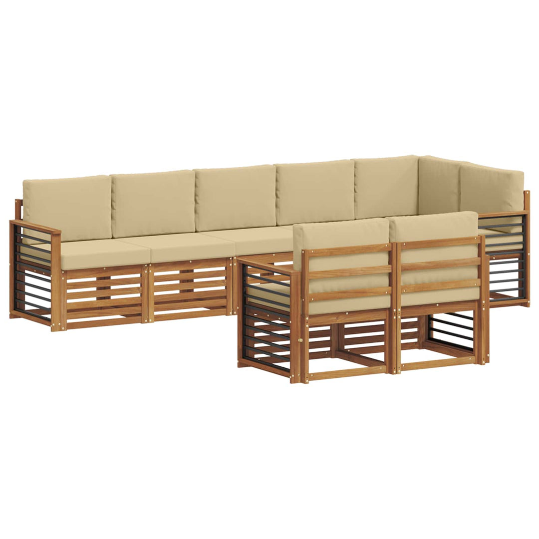 Sofasæt med pude 8 pcs Naturlig og Beige Massivt Akacietræ
