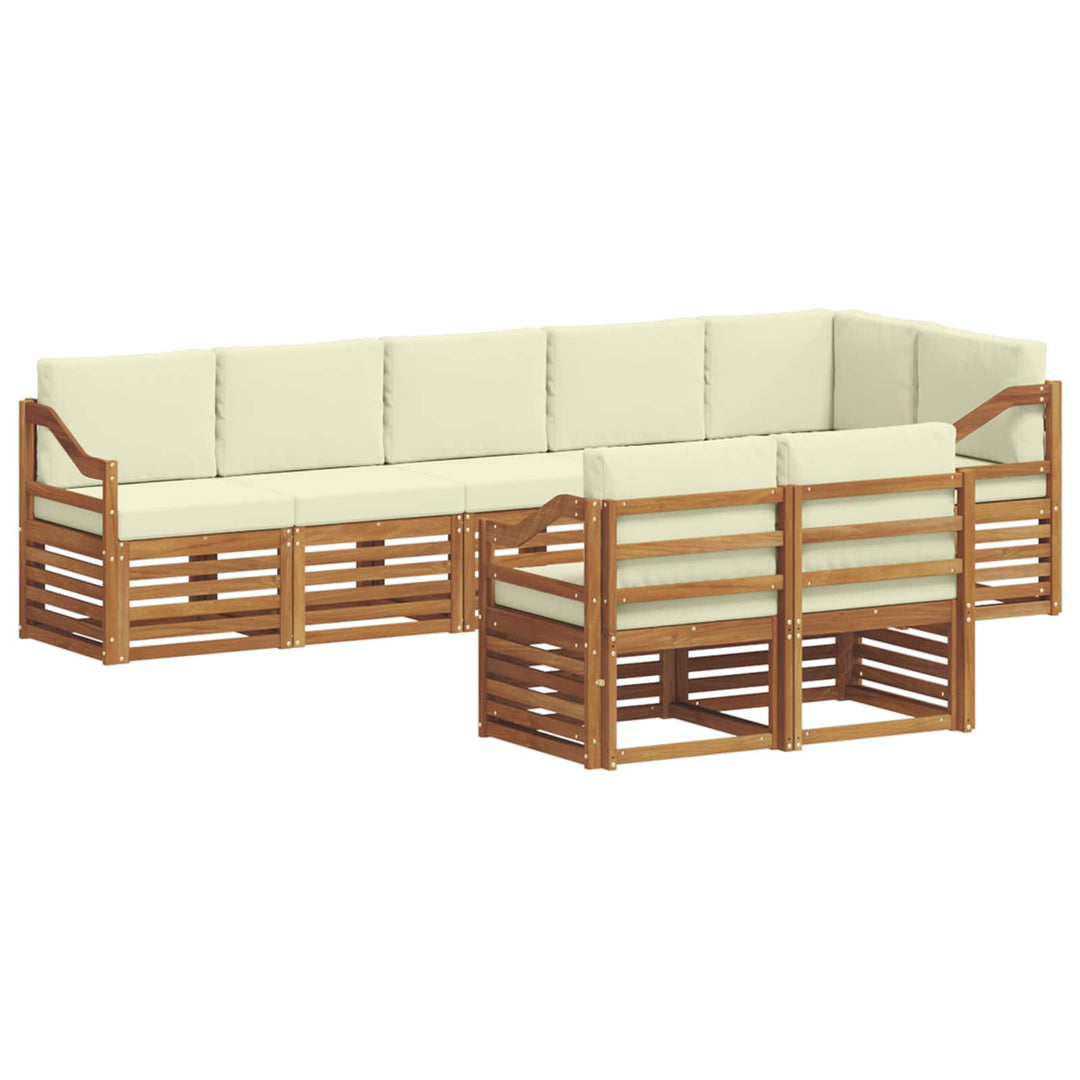 Sofasæt med pude 8 pcs Naturlig og Fløde Massivt Akacietræ