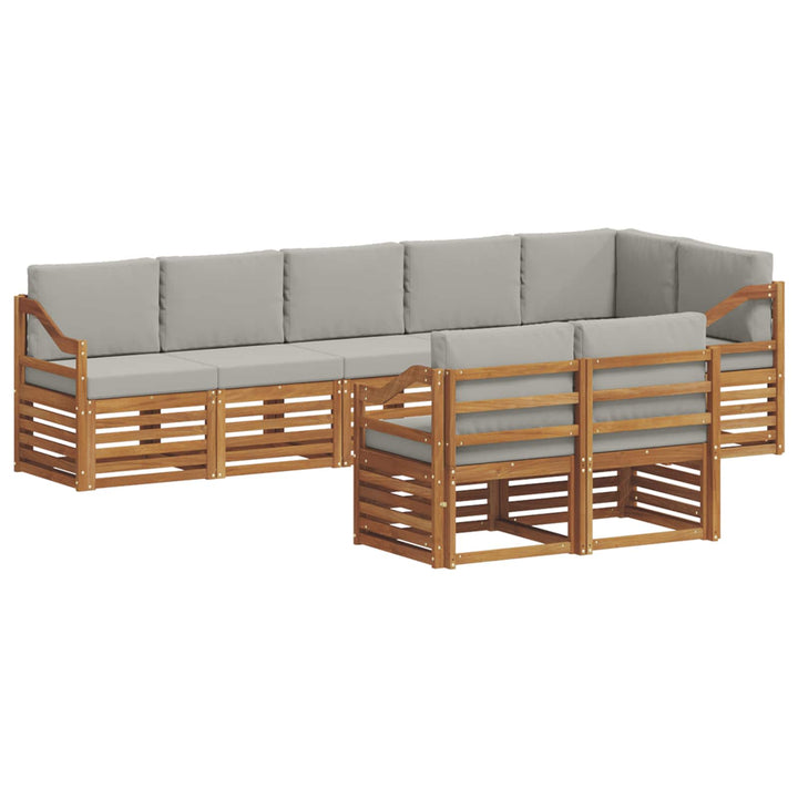 Sofasæt med pude 8 pcs Naturlig og Lys Grå Massivt Akacietræ