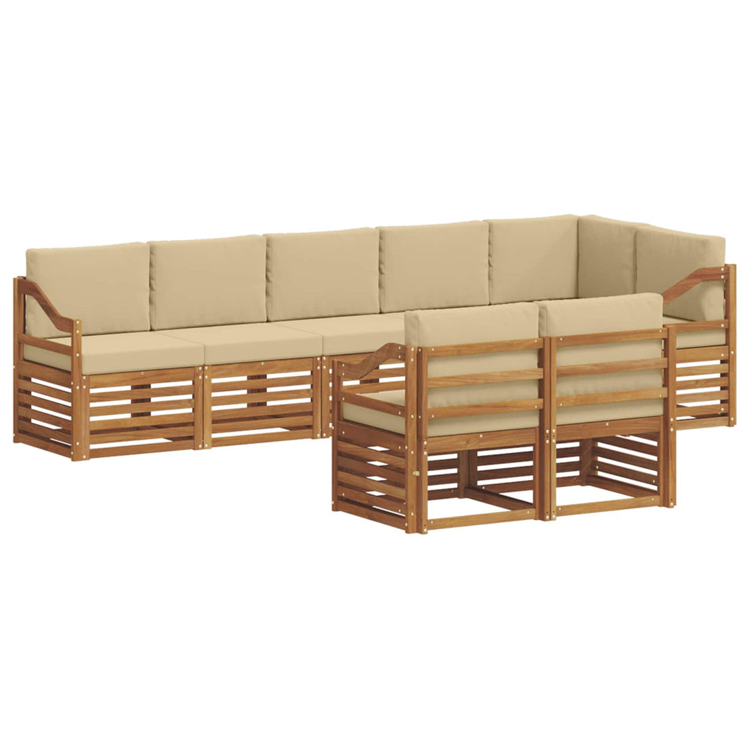 Sofasæt med pude 8 pcs Naturlig og Beige Massivt Akacietræ