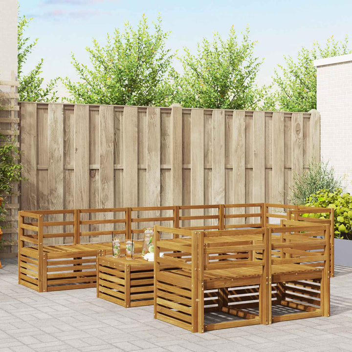 Sofasæt 9 pcs Naturfarvet Massivt Akacietræ