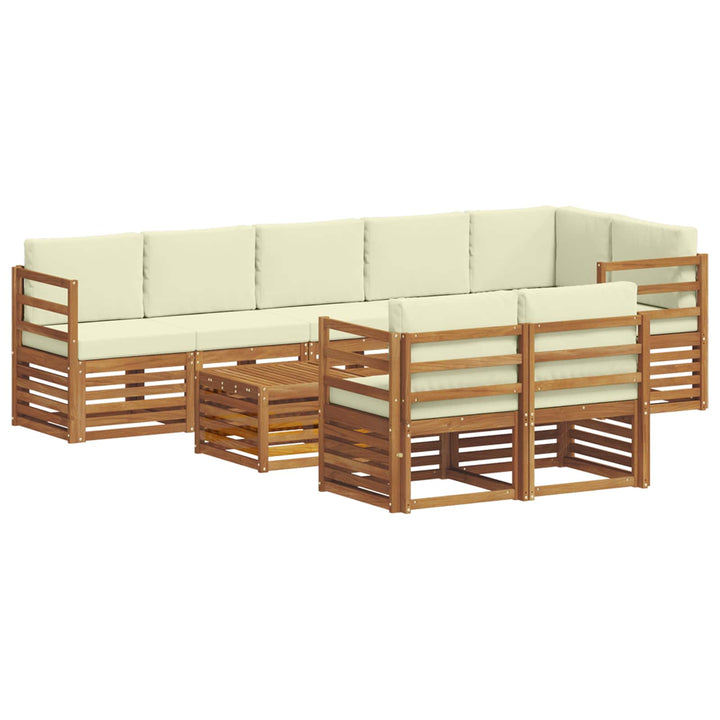 Sofasæt med pude 9 pcs Naturlig og Fløde Massivt Akacietræ
