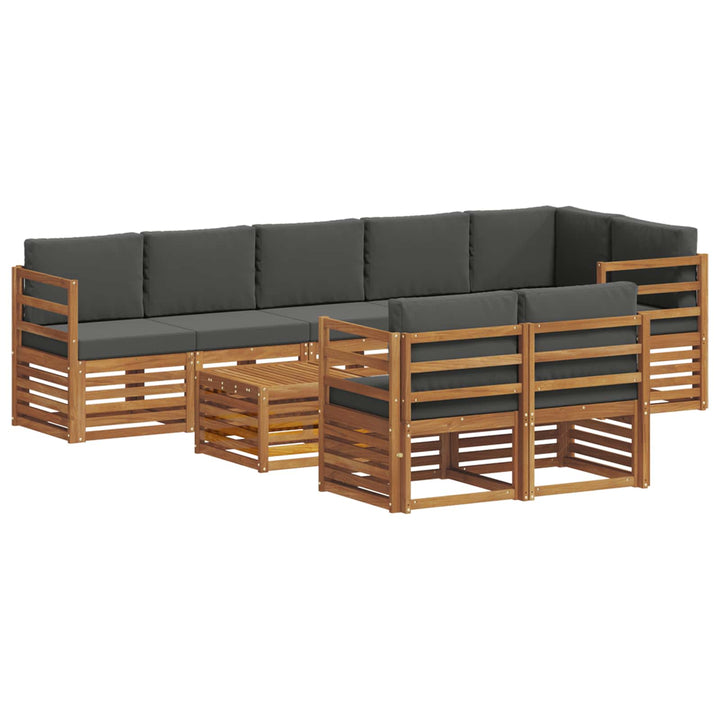 Sofasæt med pude 9 pcs Naturlig og Antracit Massivt Akacietræ