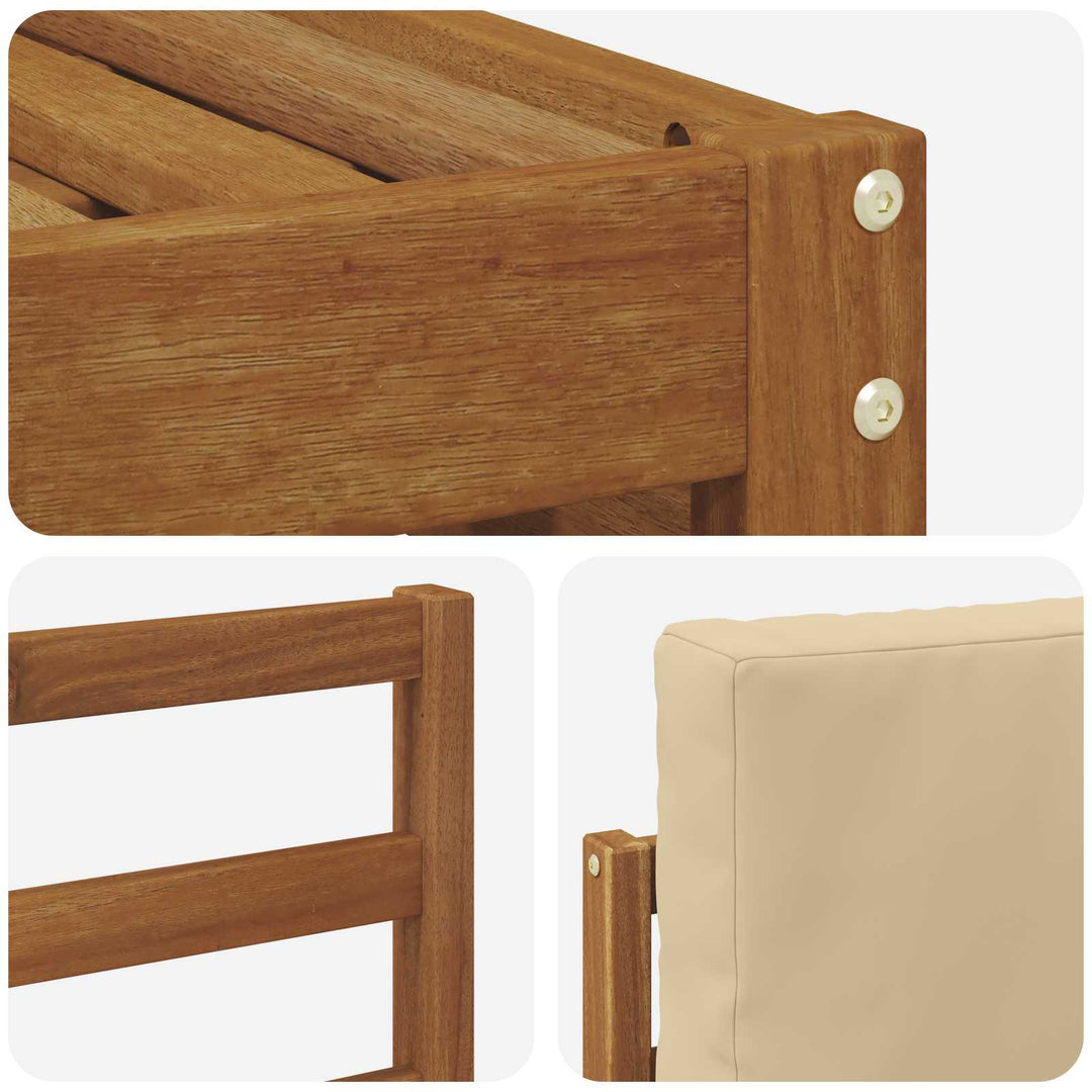 Sofasæt med pude 9 pcs Naturlig og Beige Massivt Akacietræ