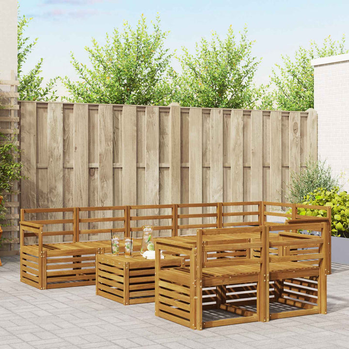 Sofasæt 9 pcs Naturfarvet Massivt Akacietræ