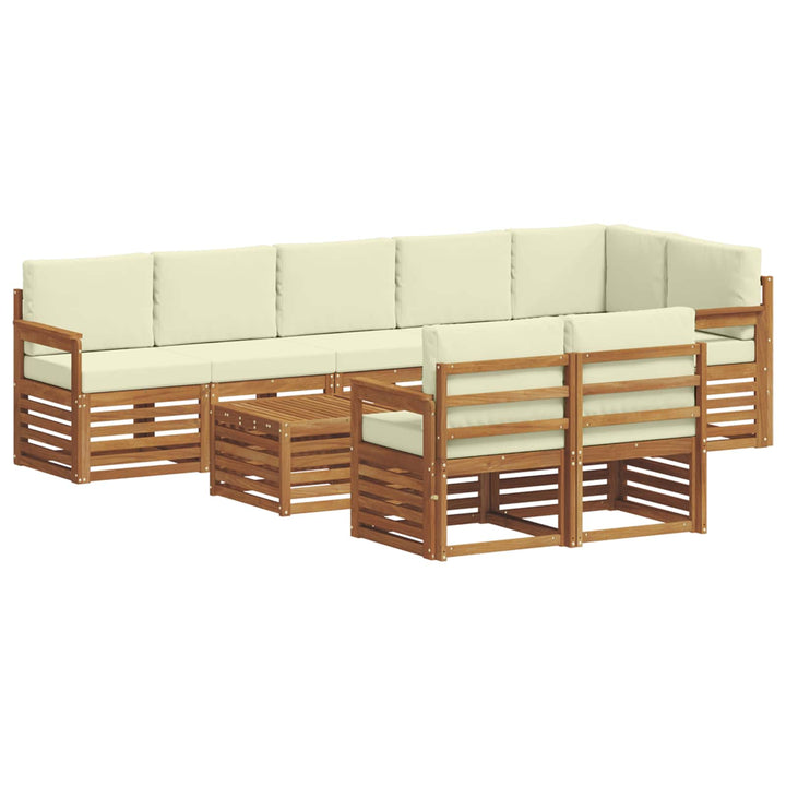 Sofasæt med pude 9 pcs Naturlig og Fløde Massivt Akacietræ