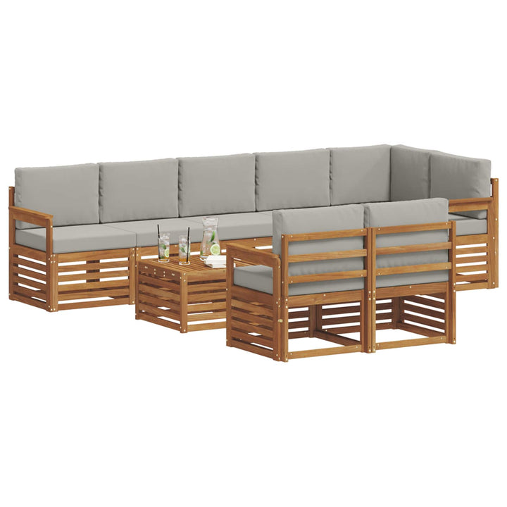Sofasæt med pude 9 pcs Naturlig og Lys Grå Massivt Akacietræ