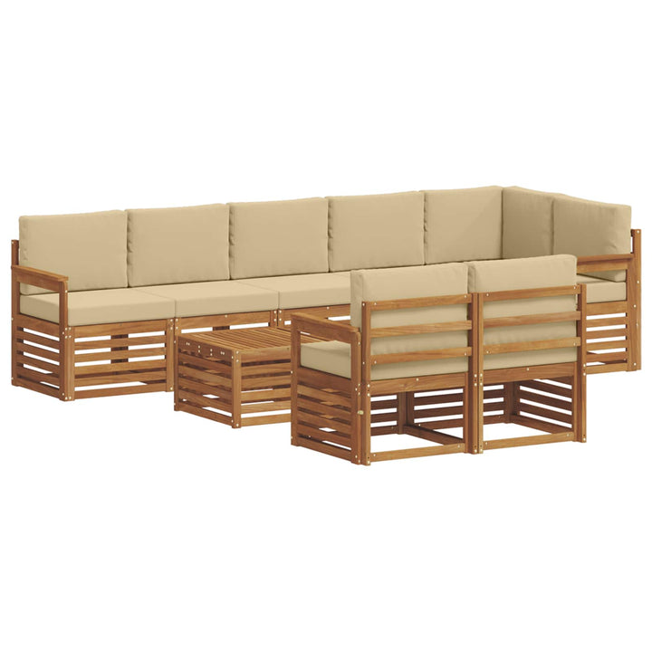 Sofasæt med pude 9 pcs Naturlig og Beige Massivt Akacietræ