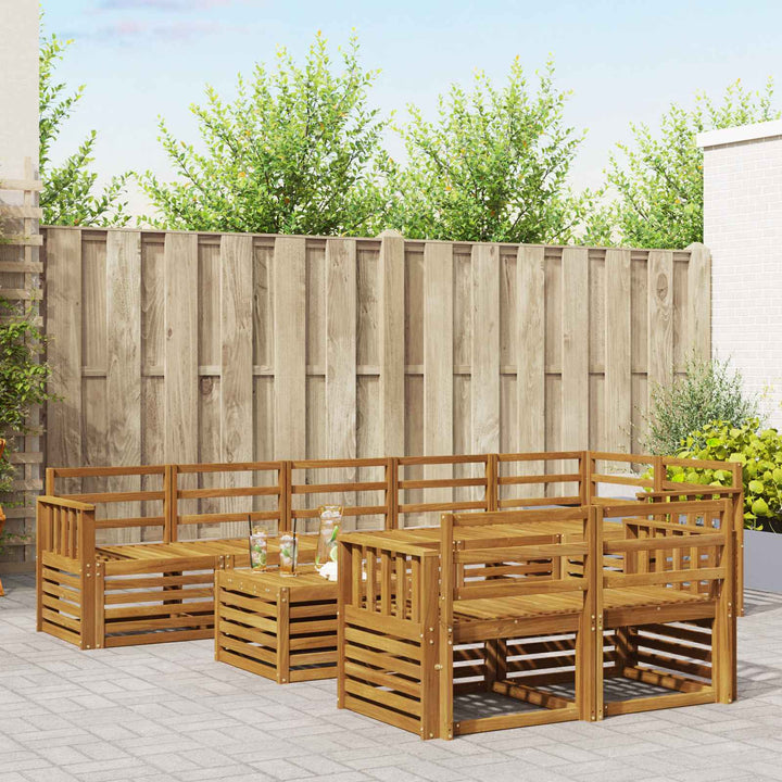 Sofasæt 9 pcs Naturfarvet Massivt Akacietræ