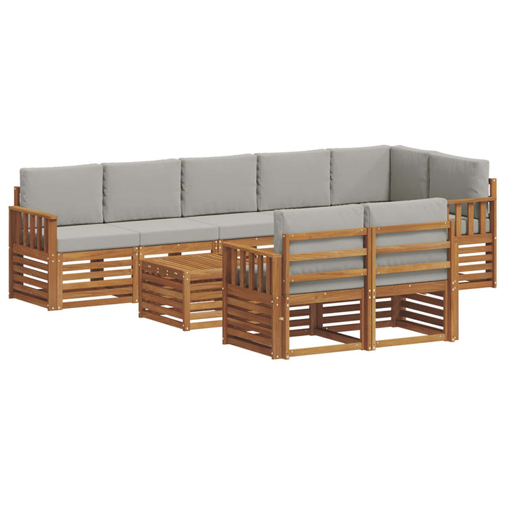 Sofasæt med pude 9 pcs Naturlig og Lys Grå Massivt Akacietræ