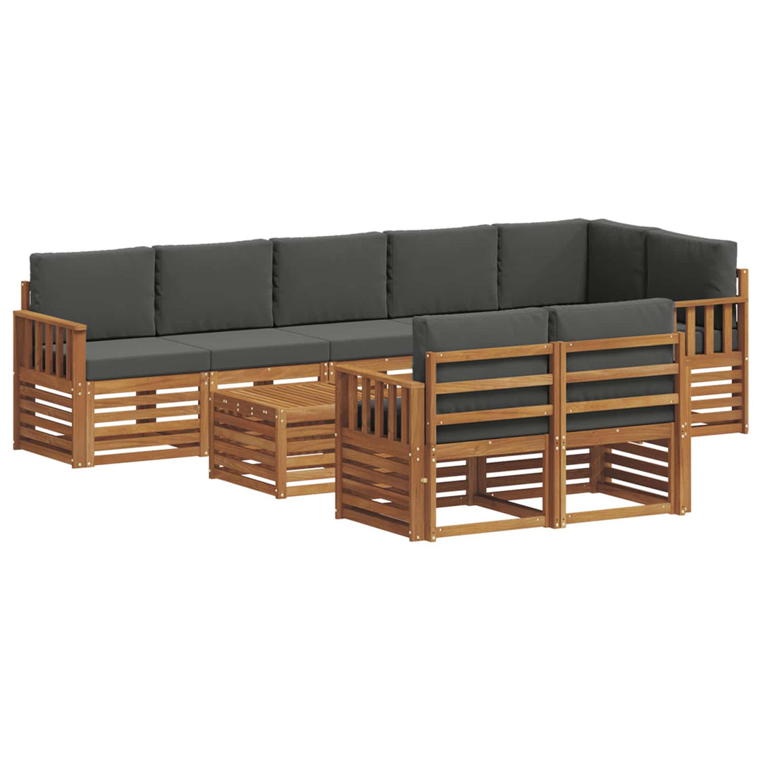Sofasæt med pude 9 pcs Naturlig og Antracit Massivt Akacietræ