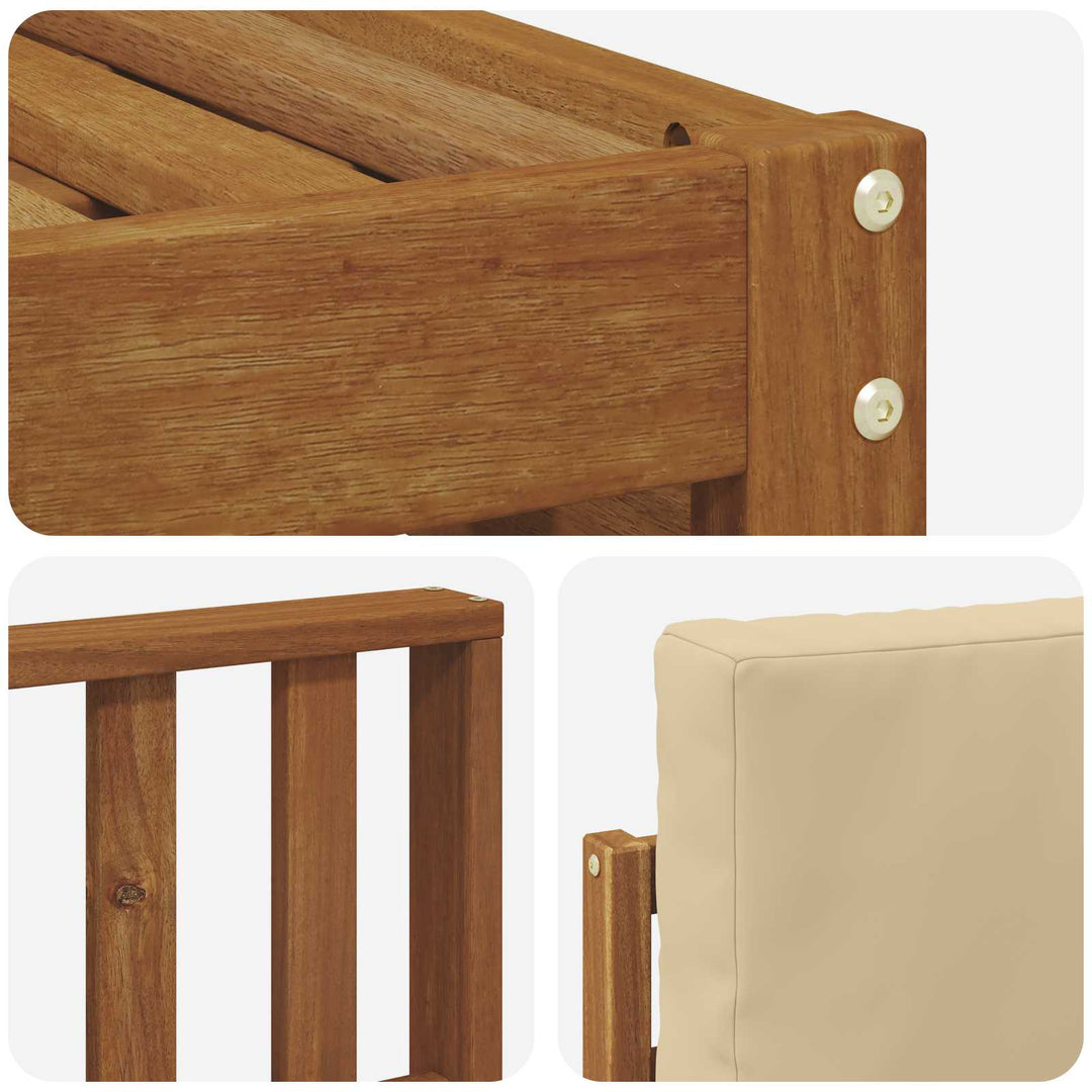 Sofasæt med pude 9 pcs Naturlig og Beige Massivt Akacietræ