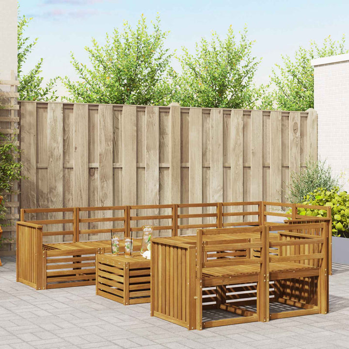 Sofasæt 9 pcs Naturfarvet Massivt Akacietræ