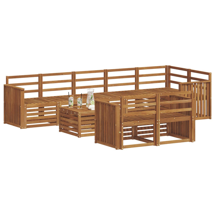 Sofasæt 9 pcs Naturfarvet Massivt Akacietræ