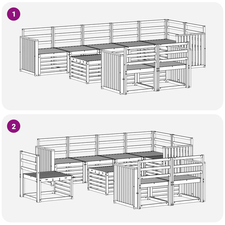 Sofasæt 9 pcs Naturfarvet Massivt Akacietræ