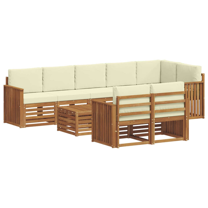 Sofasæt med pude 9 pcs Naturlig og Fløde Massivt Akacietræ