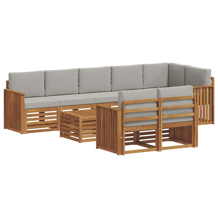 Sofasæt med pude 9 pcs Naturlig og Lys Grå Massivt Akacietræ