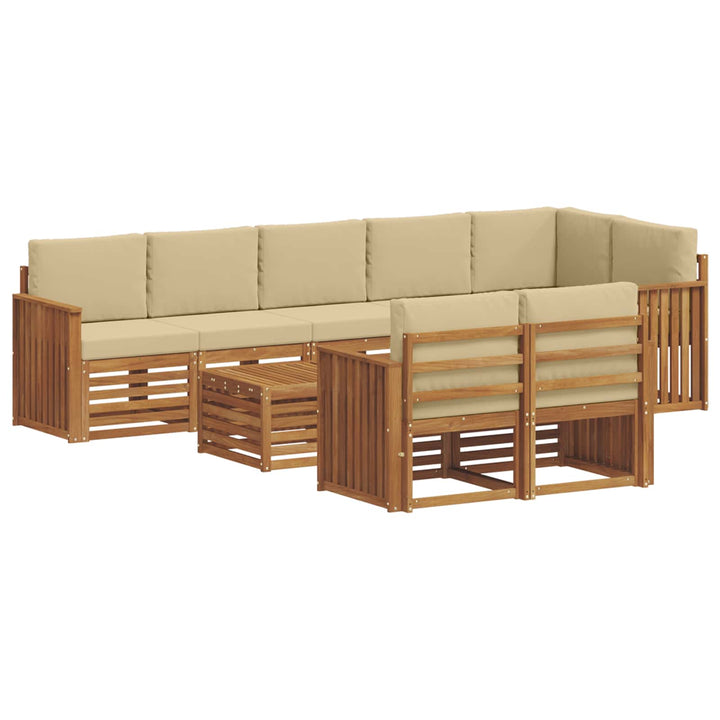 Sofasæt med pude 9 pcs Naturlig og Beige Massivt Akacietræ
