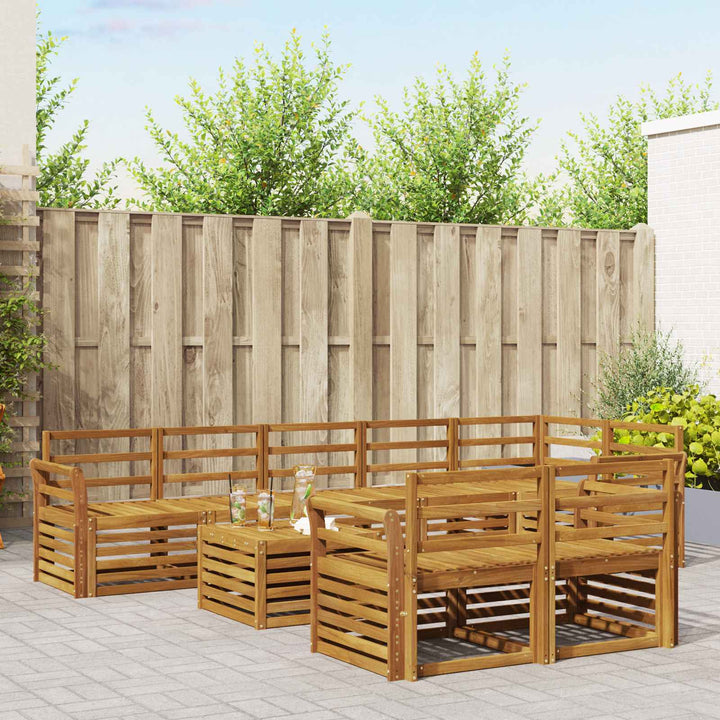 Sofasæt 9 pcs Naturfarvet Massivt Akacietræ