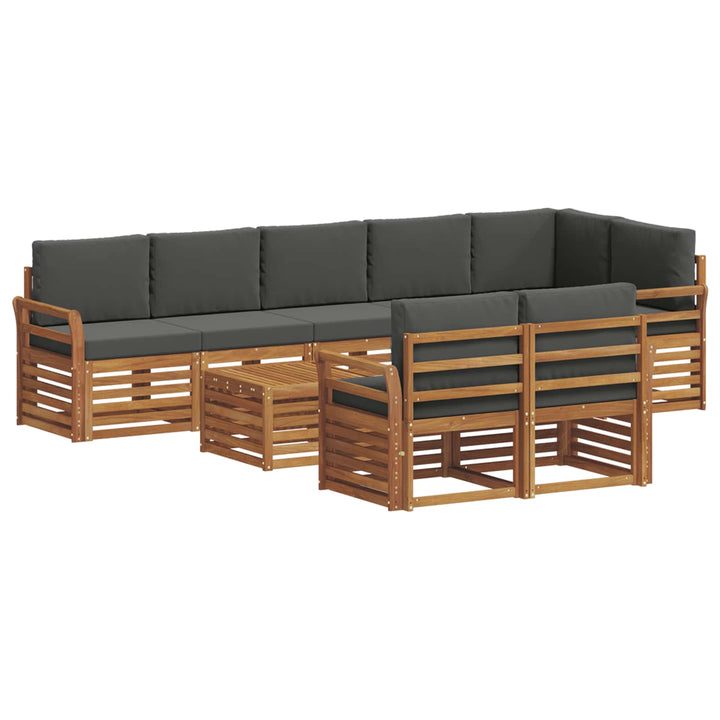 Sofasæt med pude 9 pcs Naturlig og Antracit Massivt Akacietræ