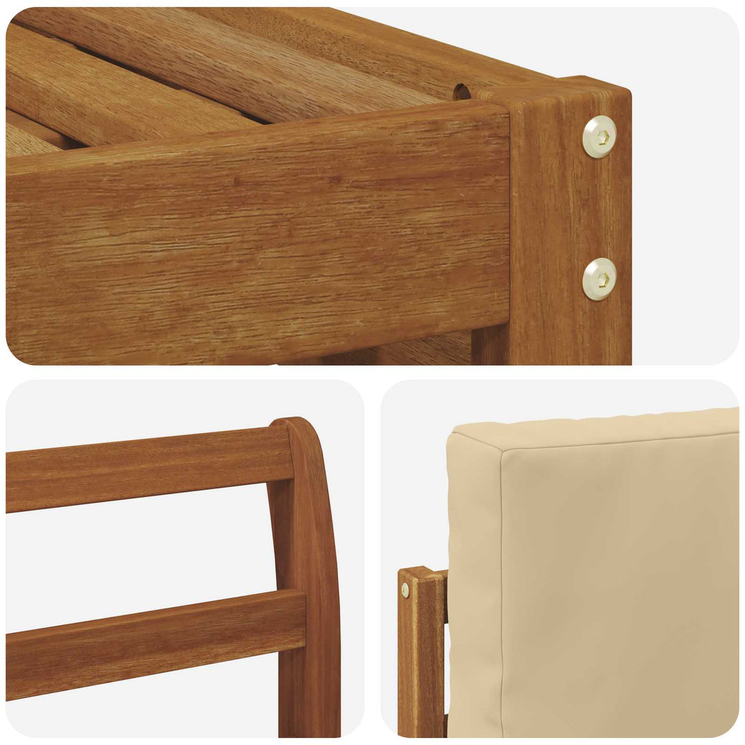 Sofasæt med pude 9 pcs Naturlig og Beige Massivt Akacietræ