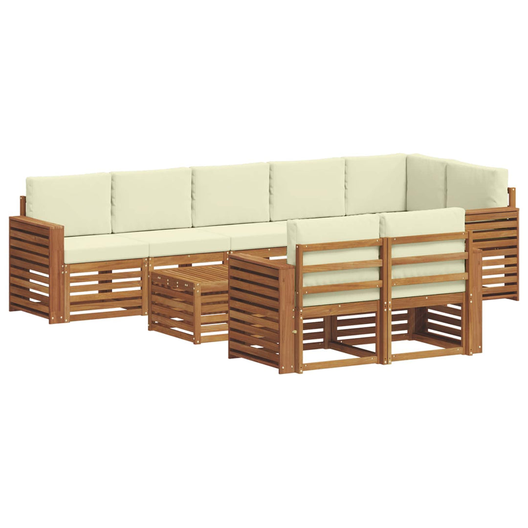 Sofasæt med pude 9 pcs Naturlig og Fløde Massivt Akacietræ