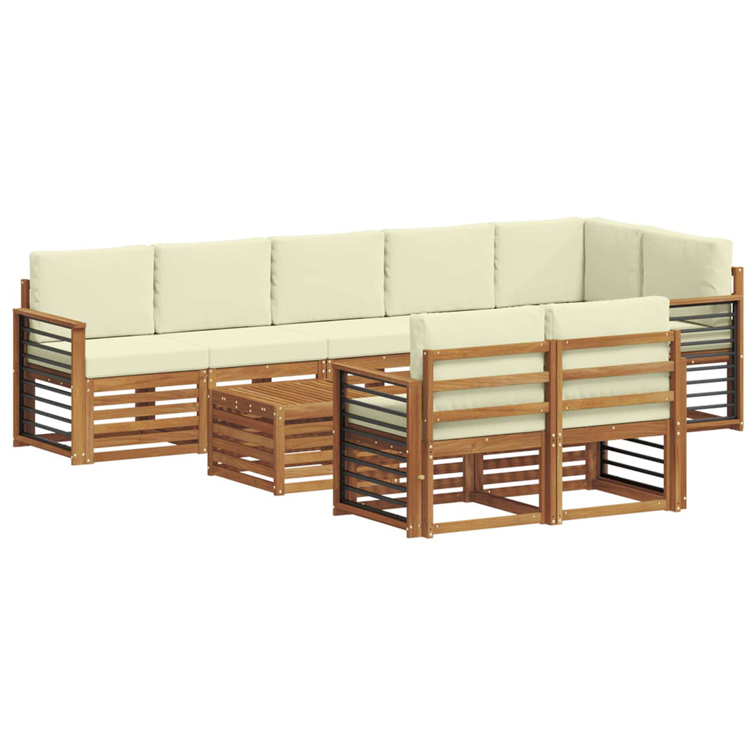 Sofasæt med pude 9 pcs Naturlig og Fløde Massivt Akacietræ