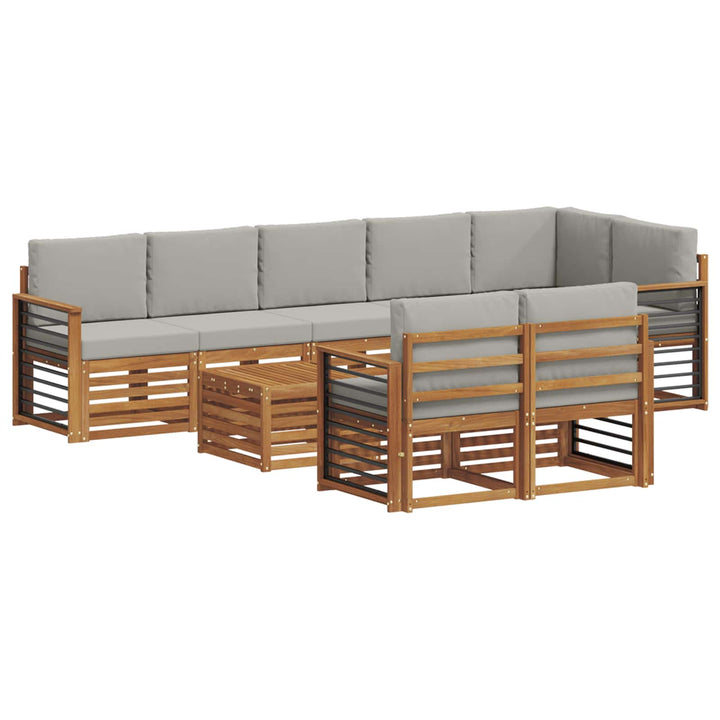 Sofasæt med pude 9 pcs Naturlig og Lys Grå Massivt Akacietræ