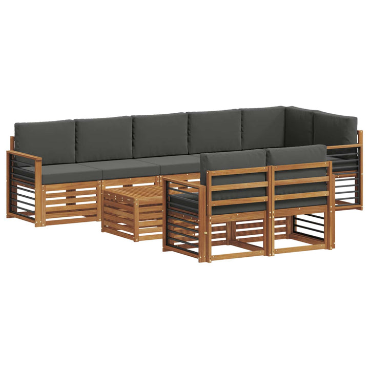 Sofasæt med pude 9 pcs Naturlig og Antracit Massivt Akacietræ