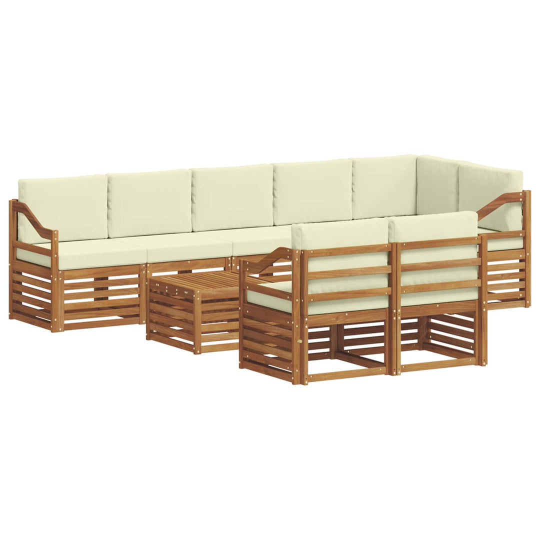 Sofasæt med pude 9 pcs Naturlig og Fløde Massivt Akacietræ