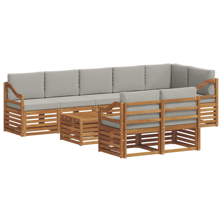 Sofasæt med pude 9 pcs Naturlig og Lys Grå Massivt Akacietræ