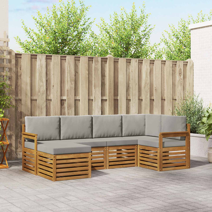 Sektionalsofa sæt med pude 6 pcs Naturlig og Lys Grå