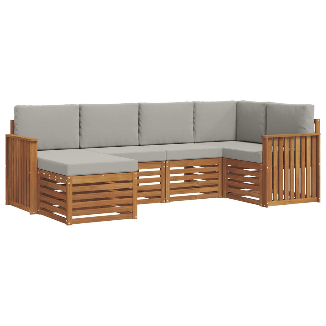 Sektionalsofa sæt med pude 6 pcs Naturlig og Lys Grå