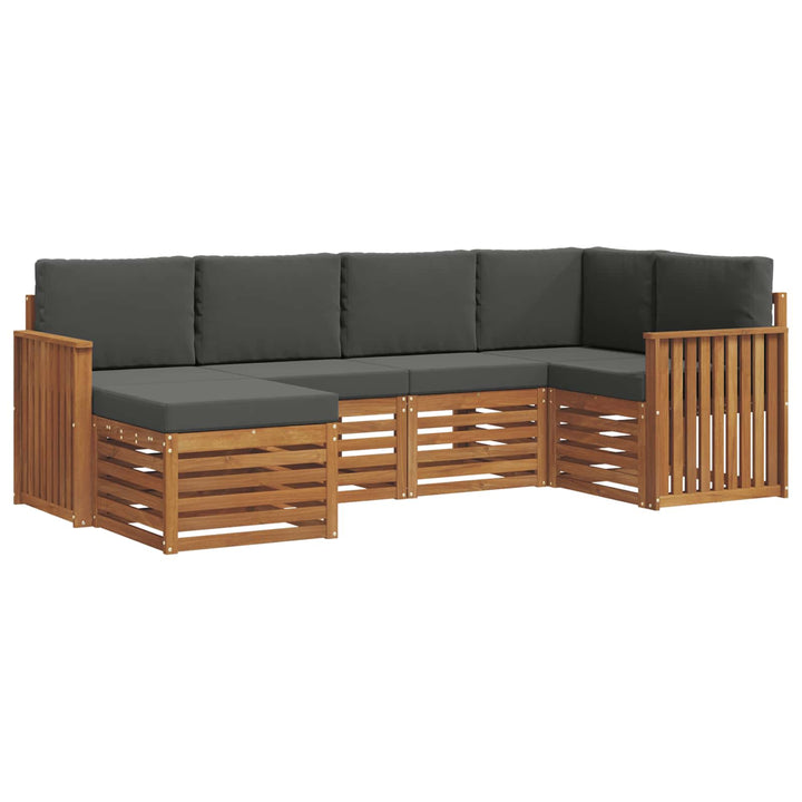 Sektionalsofa sæt 6 pcs Naturlig og Antracit Massivt Akacietræ