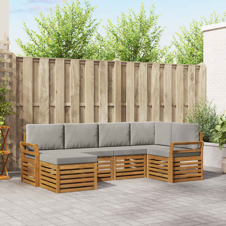 Sektionalsofa sæt med pude 6 pcs Naturlig og Lys Grå