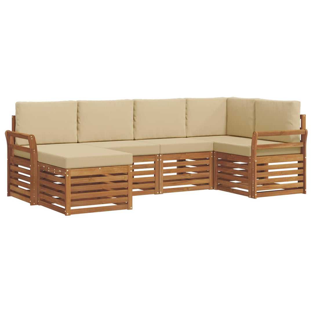 Sektionalsofa sæt 6 pcs Naturlig og Beige Massivt Akacietræ