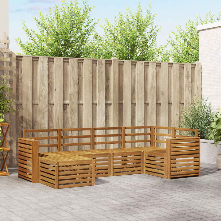 Sektionalsofa sæt 6 pcs Naturfarvet Massivt Akacietræ