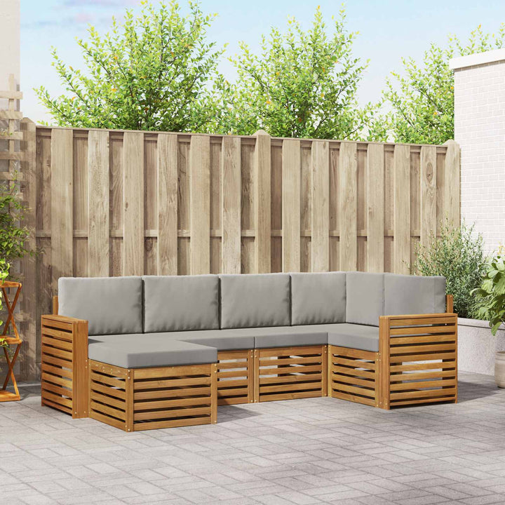 Sektionalsofa sæt med pude 6 pcs Naturlig og Lys Grå