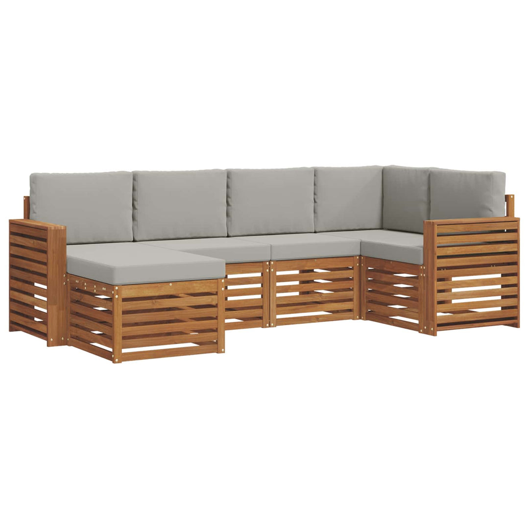 Sektionalsofa sæt med pude 6 pcs Naturlig og Lys Grå