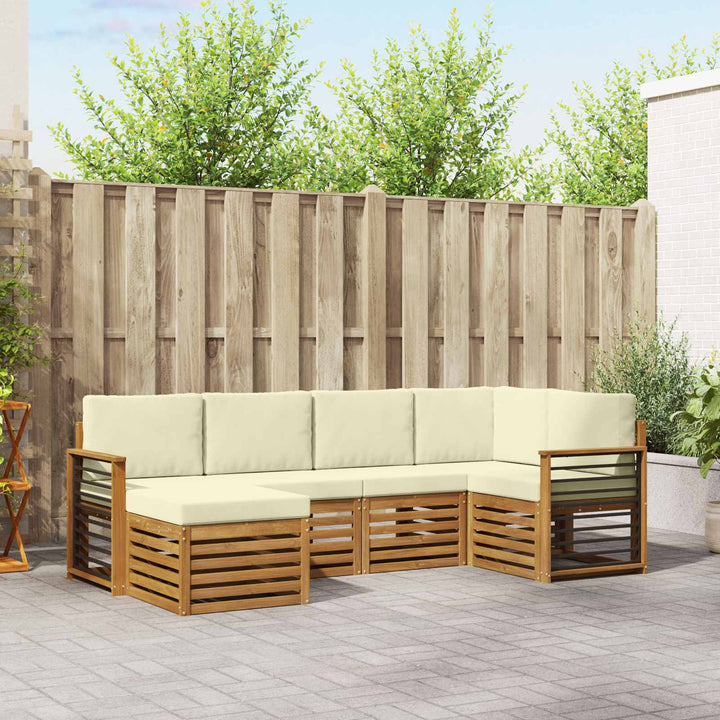 Sektionalsofa sæt 6 pcs Naturlig og Fløde Massivt Akacietræ