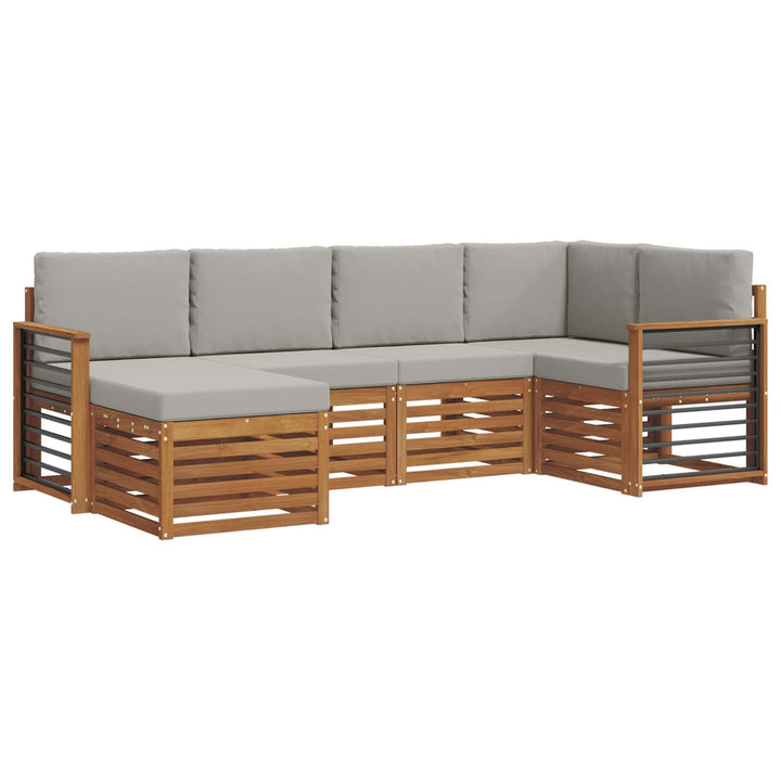 Sektionalsofa sæt med pude 6 pcs Naturlig og Lys Grå