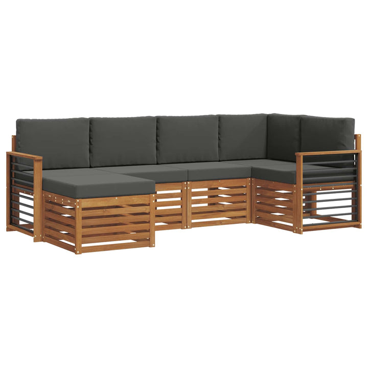 Sektionalsofa sæt 6 pcs Naturlig og Antracit Massivt Akacietræ