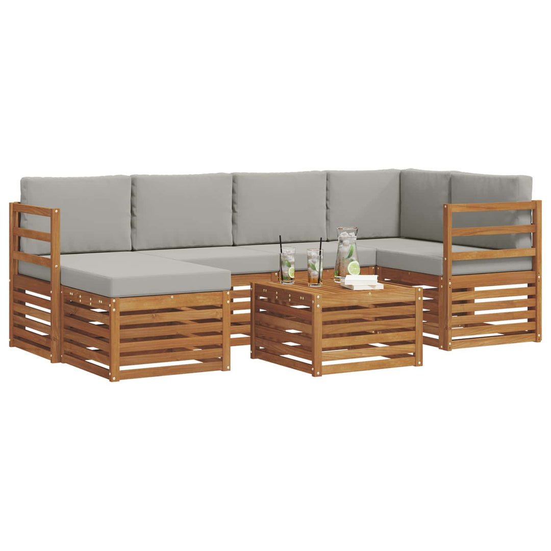 Sektionalsofa sæt med pude 7 pcs Naturlig og Lys Grå