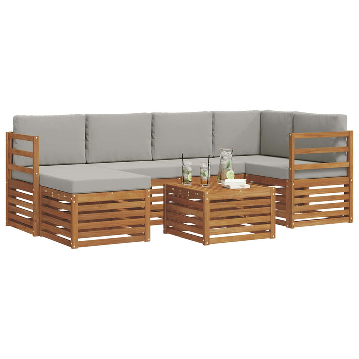 Sektionalsofa sæt med pude 7 pcs Naturlig og Lys Grå