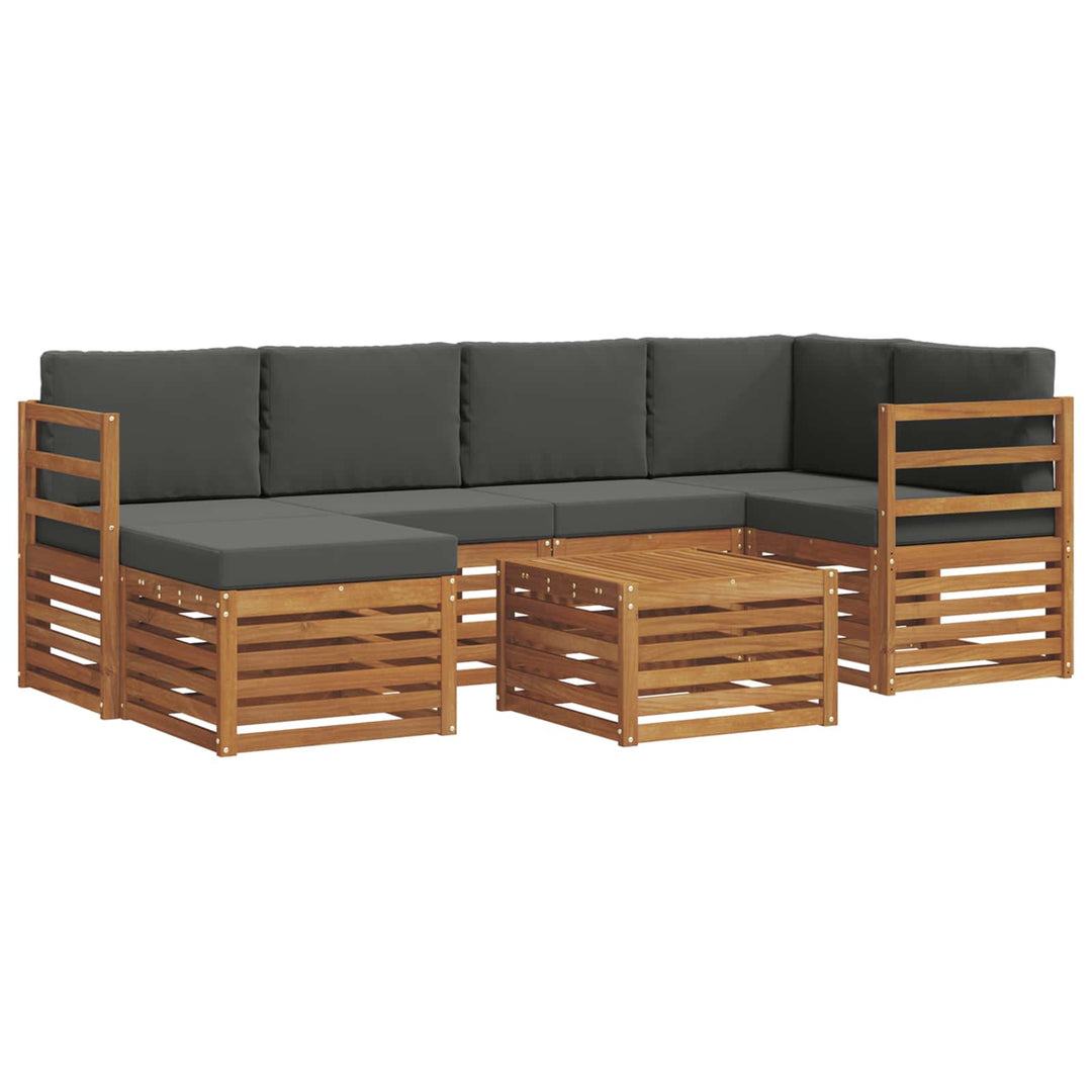 Sektionalsofa sæt 7 pcs Naturlig og Antracit Massivt Akacietræ